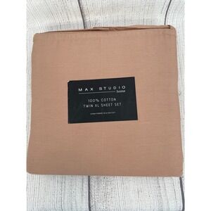 Max Studio Home Sheet Set Twin XL Clay Pink 100% Cotton 3pc Deep Pocket Soft